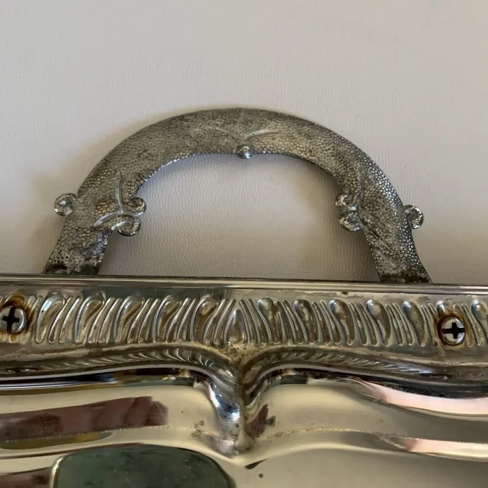 Large Stainless Steel Serving Tray Victorian Vintage Silver Color